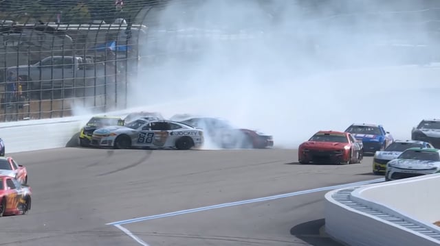 Shane van Gisbergen was wrecked on Lap 118 of the NASCAR Cup Series race at New Hampshire Motor Speedway.