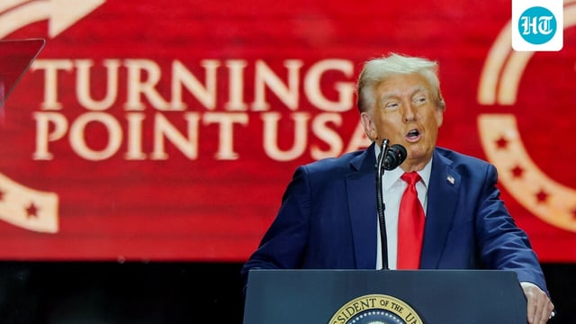 U.S. President Donald Trump spoke during a memorial service for slain conservative commentator Charlie Kirk.