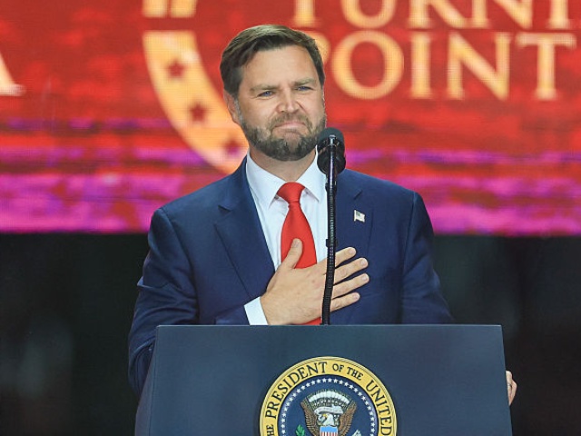 GLENDALE, ARIZONA - SEPTEMBER 21: U.S. Vice President JD Vance speaks during the memorial service for political activist Charlie Kirk at State Farm Stadium on September 21, 2025 in Glendale, Arizona. Kirk, the CEO and co-founder of Turning Point USA, was shot and killed on September 10th while speaking at an event during his "American Comeback Tour" at Utah Valley University. (Photo by Joe Raedle/Getty Images)