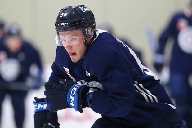 Danny Zhilkin at Winnipeg Jets rookie camp on Wed., Sept. 13, 2023. Zhilkin scored a goal in the preseason opener, a 3-2 overtime loss to the Minnesota WIld on Sunday at Canada Life Centre.