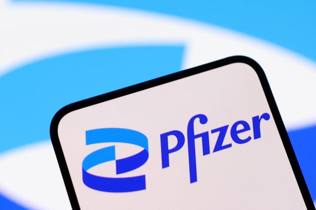 The Pfizer logo is seen in this illustration taken August 3, 2025. REUTERS/Dado Ruvic/Illustration/File Photo
