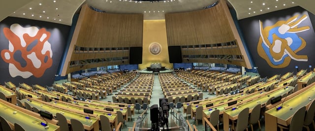 La salle où se tiendra l’Assemblée générale des Nations unies.