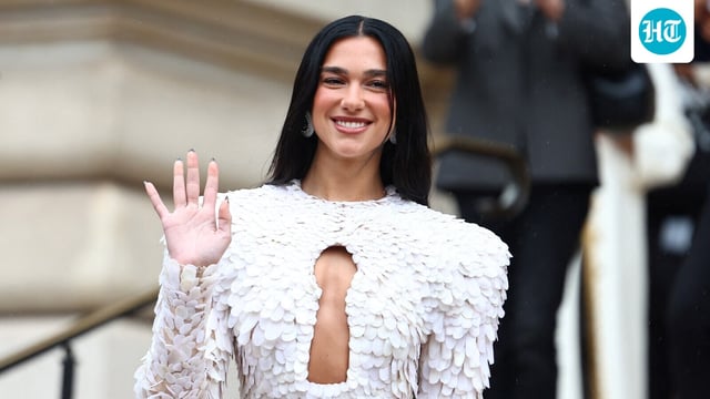 Dua Lipa at the Schiaparelli Haute Couture Fall/Winter 2025-2026 collection show in Paris