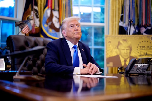 President Donald Trump in the Oval Office at the White House on September 19, 2025, in Washington, D.C.