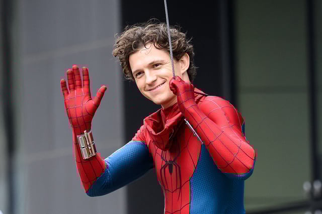 Tom Holland is seen on the set of "Spider-Man: Brand New Day" in Glasgow, Scotland, on August 3, 2025.
