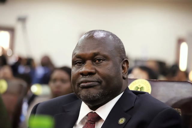 South Sudan's First Vice President Riek Machar attends his swearing-in ceremony at the State House in Juba, South Sudan, February 22, 2020. REUTERS/Samir Bol/File Photo
