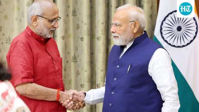 Prime Minister Narendra Modi with Vice President CP Radhakrishnan after the latter's swearing-in ceremony.