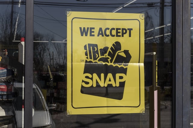 Stock image/file photo: A SNAP sign in a store window.