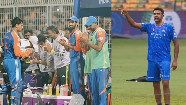 Abhishek Sharma, Sitanshu Kotak, Washington Sundar, Harshit Rana and Ravichandran Ashwin | Image: BCCI/PTI