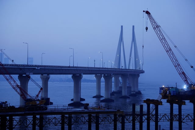 Construction of the coastal road goes on next to the Bandra Worli sea link in Mumbai, India, March 19, 2025. REUTERS/Francis Mascarenhas/File Photo