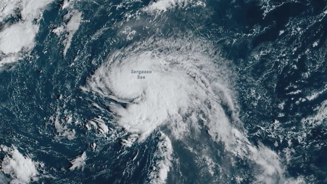 Satellite image of Tropical Storm Gabrielle at 12:00 UTC on September 21, 2025. Credit: NOAA/GOES-East, Zoom Earth, The Watchers