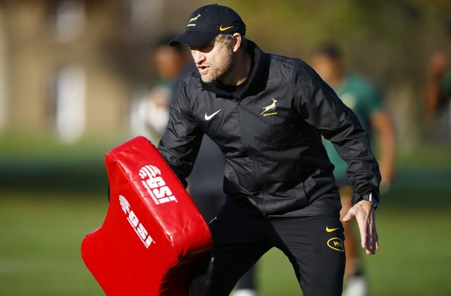 EDINBURGH, SCOTLAND - NOVEMBER 07: Tony Brown (Attack Coach) of South Africa during the South Africa men's national rugby team training session at Merchiston on November 07, 2024 in Edinburgh, Scotland. (Photo by Steve Haag Sports/Gallo Images