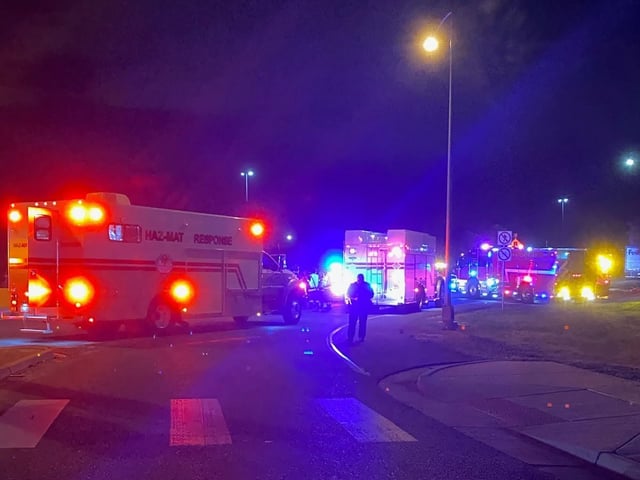 The southbound Interstate 25 on-ramp was closed at 84th Avenue in Thornton for a hazmat incident on Monday, Sept. 22, 2025. (Photo provided by the Thornton Police Department)