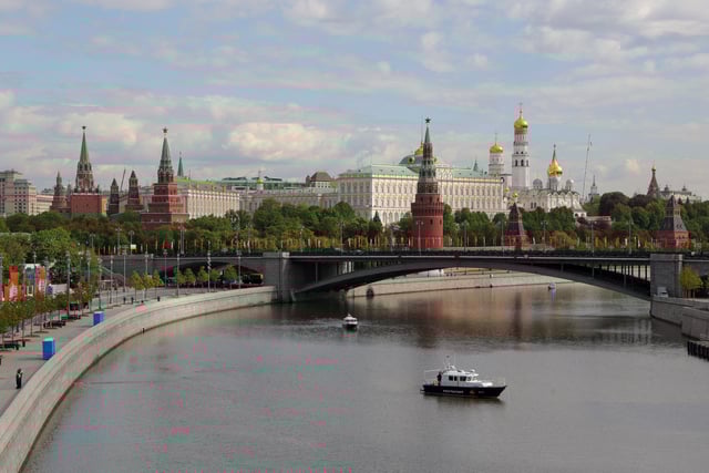 A general view shows the Kremlin on the bank of the Moskva River on the day of a rehearsal for a military parade, which marks the 80th anniversary of the victory over Nazi Germany in World War Two, in central Moscow, Russia, May 7, 2025. REUTERS/Anton Vaganov/ File Photo