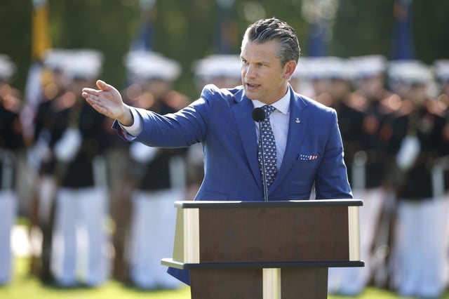 Defense Secretary Pete Hegseth delivers remarks during ceremony at the Pentagon on Sept. 19, 2025 in Arlington, Va.