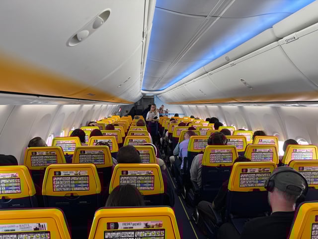 A general view shows a Ryanair plane in Manchester. (Photo by Giannis Alexopoulos/NurPhoto via Getty Images)