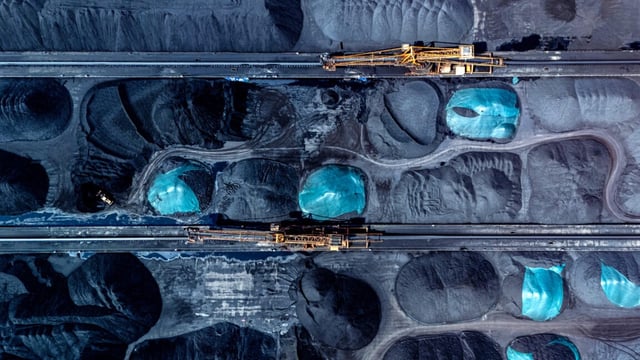 Aerial view of coal mine