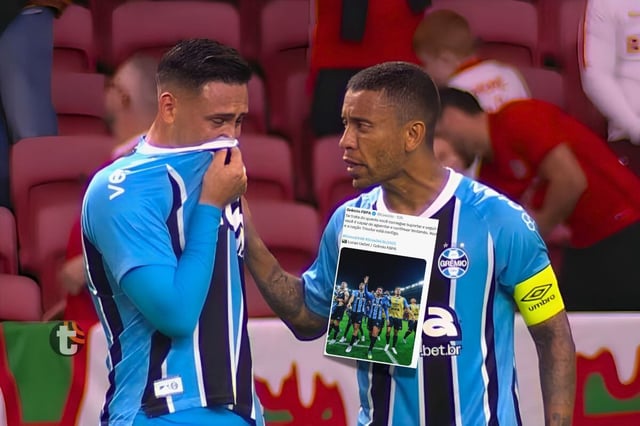 Noriega se seca las lágrimas y su club lo respalda tras ganar clásico (Fuente: @Globoesporte)