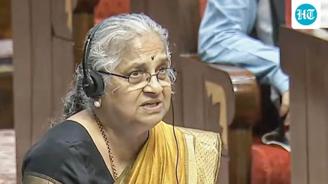 MP Sudha Murthy speaks in Rajya Sabha during the Monsoon Session of the Parliament,

