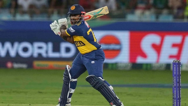 Charith Asalanka of Sri Lanka in action. Courtesy: AP