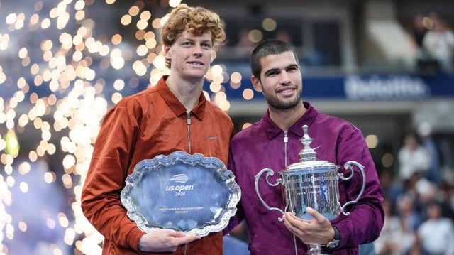 Sinner and Alcaraz became the first pair to contest three grand-slam finals in the same season this year