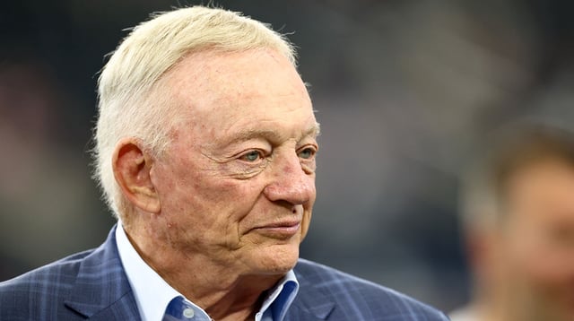 Aug 16, 2025; Arlington, Texas, USA; Dallas Cowboys owner Jerry Jones before the game against the Baltimore Ravens at AT&T Stadium. Mandatory Credit: Kevin Jairaj-Imagn Images