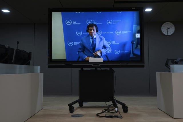 Duterte appeared by videolink for his only hearing at the ICC
