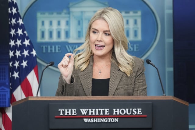 White House press secretary Karoline Leavitt speaks during a press briefing at the White House in Washington, Monday, Sept. 22, 2025.