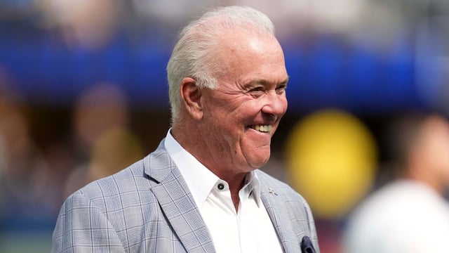 Aug 9, 2025; Inglewood, California, USA; Dallas Cowboys executive vice president Stephen Jones during the game against the Los Angeles Rams at SoFi Stadium. Mandatory Credit: Kirby Lee-Imagn Images