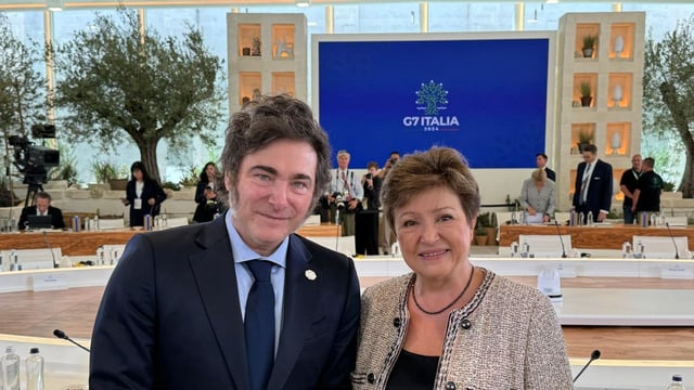  El presidente Javier Milei y la titular del FMI, Kristalina Georgieva. 