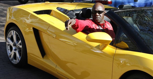 JOHANNESBURG, SOUTH AFRICA - 1 July 2007: South African business tycoon, Mandla Mthembu showing off his new Lamborghini. (Photo by Gallo Images/City Press/Khaya Ngwenya)