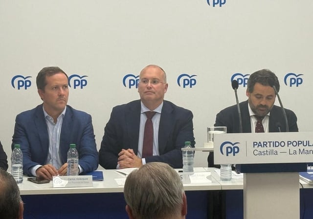 Carlos Velázquez, Miguel Tellado y Paco Núñez este lunes en Toledo