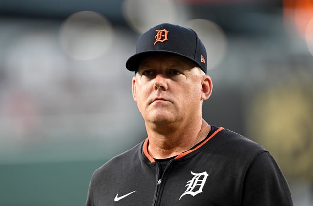WASHINGTON, DC - JULY 03: Manager A.J. Hinch #14 of the Detroit Tigers walks across the field during the game against the Washington Nationals at Nationals Park on July 03, 2025 in Washington, DC. (Photo by G Fiume/Getty Images)