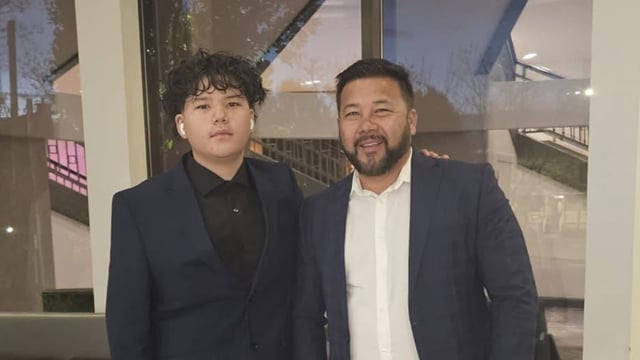 Nooran Rezay (left) with his father Sharif Rezay. 