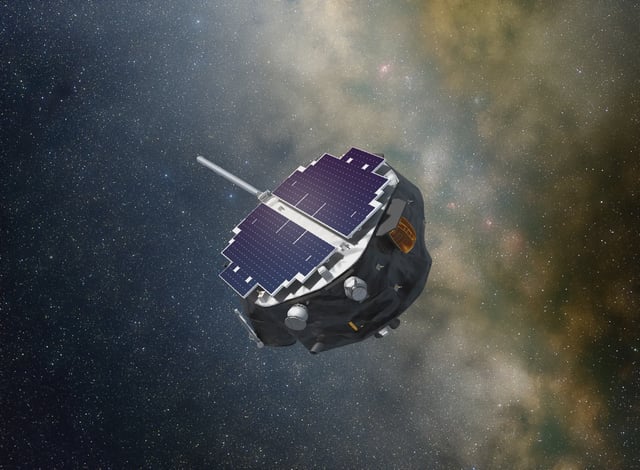 An artist’s depiction of NASA’s IMAP (Interstellar Mapping and Acceleration Probe (IMAP) spacecraft. Credit: NASA/Princeton/Patrick McPike
