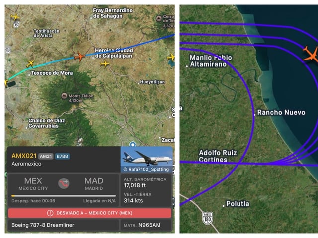 La aeronave estuvo dando vueltas sobre el Golfo de México al rededor de 37 minutos antes de recesar al AICM.