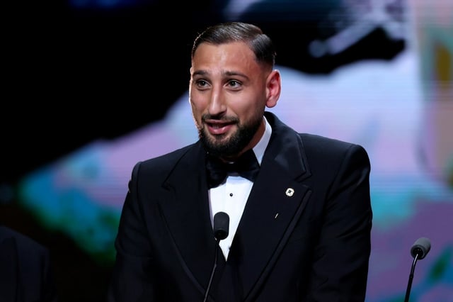 Gianluigi Donnarumma received the Yashin Trophy for the best male goalkeeper at the Ballon d'Or awards ceremony