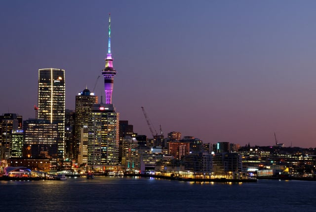 Auckland, New Zealand - August 3, 2023 General view of the Auckland skyline at sunset REUTERS/Molly Darlington/File Photo