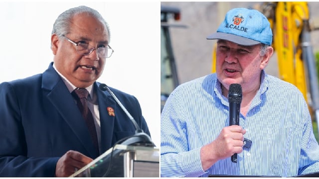 De izquierda a derecha. El ministro César Sandoval y el alcalde Rafael López Aliaga.