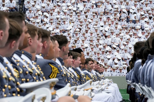 Cadets attend the commencement ceremony at West Point Military Academy in West Point, New York, U.S., May 24, 2025. REUTERS/Eduardo Munoz/File Photo