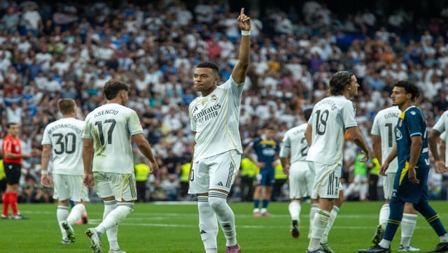 Kylian Mbappé viene de marcar ante Espanyol y quiere extender su racha en el Levante vs Real Madrid (Crédito: Alamy Stock Photo).