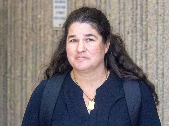 Rose-Anne Van de Wiele leaves court on Monday, Sept. 22, 2025. She was testifying in the manslaughter case against Meggin Van Hoof, who has pleaded not guilty in the death of Van de Wiele’s son, 15-month-old Nathaniel McLellan. (Mike Hensen/The London Free Press) 