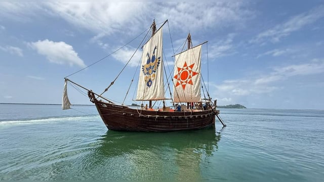 No Steel, No Welding – Know All About INSV Kaundinya, Built Using 2,000-Year-Old Stitched Ship Technique  | Image: Sanjeev Sanyal/X