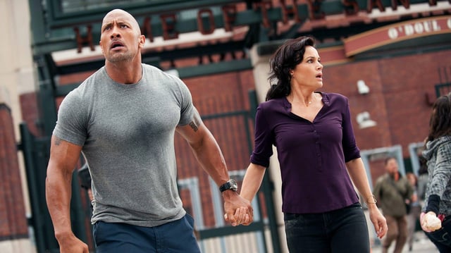Dwayne Johnson and Carla Gugino in "San Andreas" movie (2015)