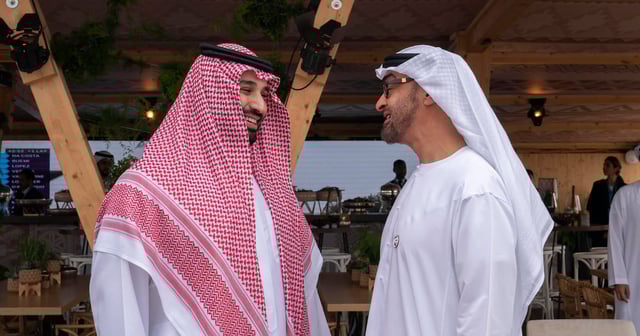 President Sheikh Mohamed with Saudi Crown Prince Mohammed bin Salman. Photo: Ministry of Presidential Affairs
