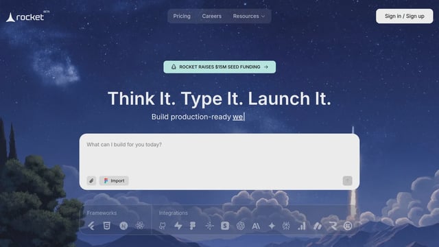 Screenshot for Rocket.new Raises $15M Seed for AI App Development Platform
