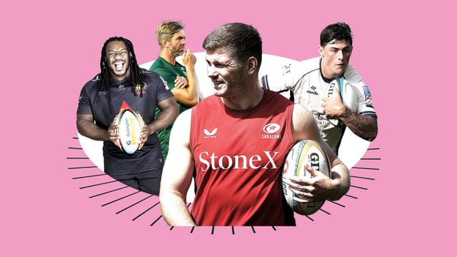 From left: New Exeter signing Joseph Dweba, new Leicester head coach Geoff Parling, new (old) Saracen Owen Farrell, and Louis Rees-Zammit, who is back in the Premiership with Bristol