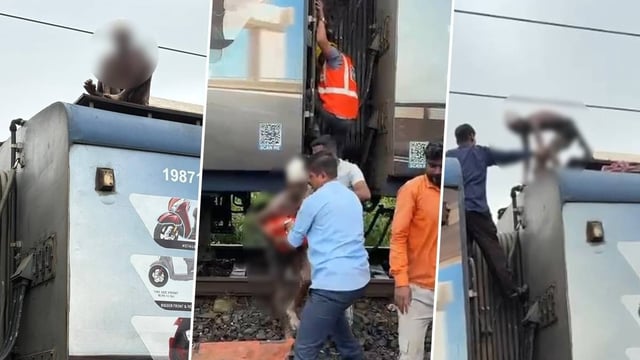 Man climbs atop local train in mumbai, suffers severe electric shock, Rescued | Image: Republic