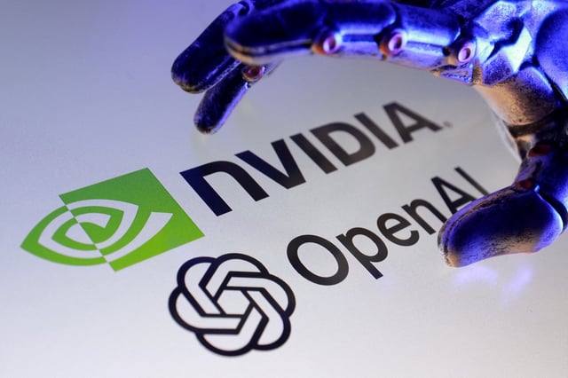 Nvidia and OpenAI logos are seen in this illustration taken, September 22, 2025. REUTERS/Dado Ruvic/Illustration/File Photo