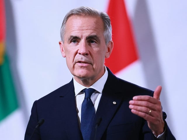 Prime Minister Mark Carney addresses the media during a press conference in Mexico City on Sept. 18, 2025.